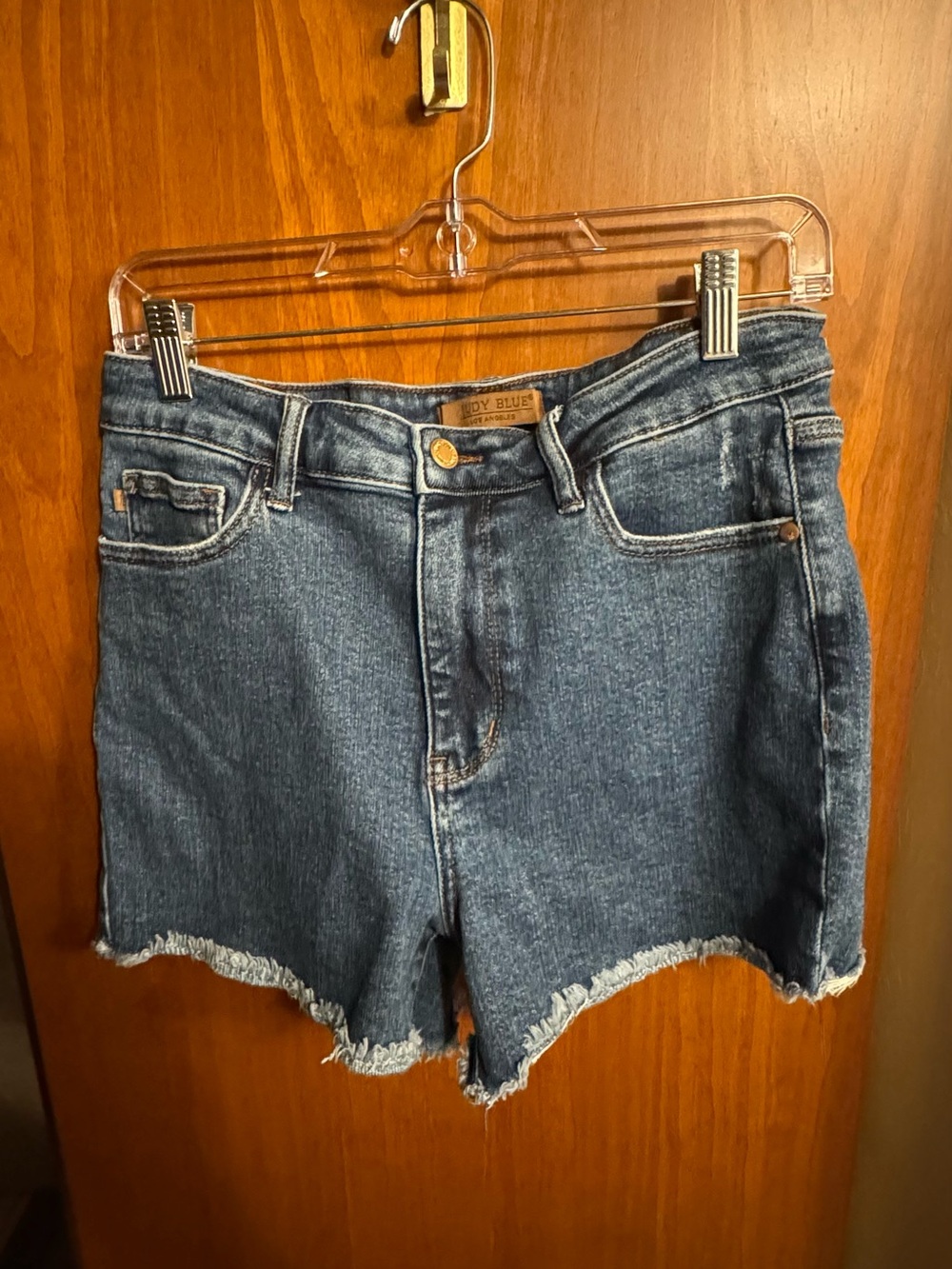 Judy Blue Dark Blue Frayed Hem Denim Shorts